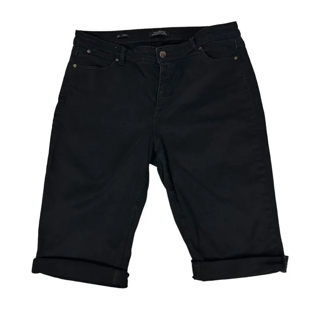 Talbots Black Straight Curvy Flawless Bermuda Shorts size 16